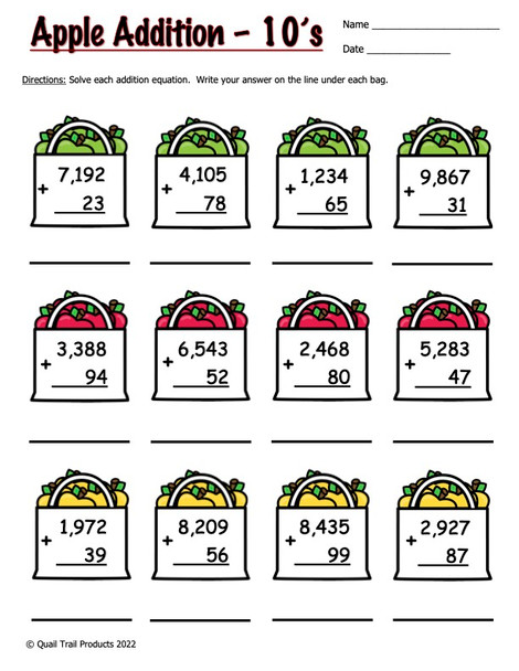 Adding and Subtracting 2, 3, and 4 Digits Worksheets