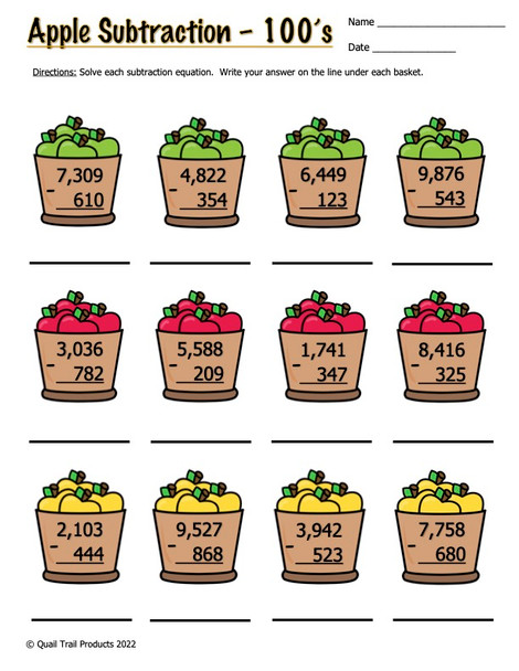 Adding and Subtracting 2, 3, and 4 Digits Worksheets