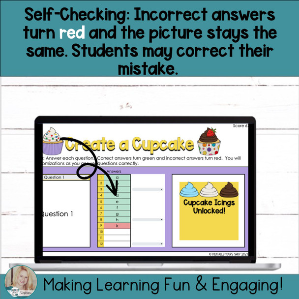 Create a Cupcake Cone Self-Checking Task Card Template Digital Resource V4