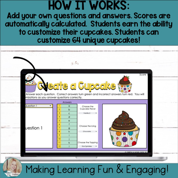 Create a Cupcake Cone Self-Checking Task Card Template Digital Resource V4