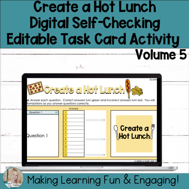 Create a Hot Lunch Self-Checking Task Card Template Digital Resource V5