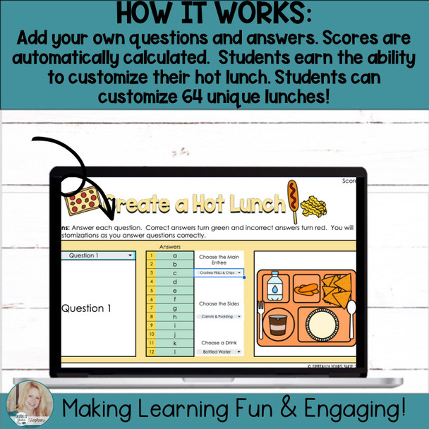Create a Hot Lunch Self-Checking Task Card Template Digital Resource V5