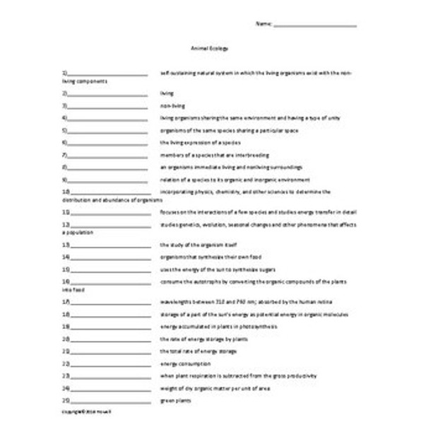 Zoology Quiz or Worksheet Bundle