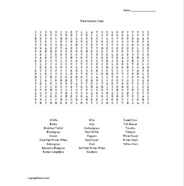 Plant Science Word Search Bundle for an Ag. II Plant Science Course