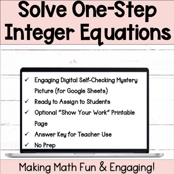 6th Grade Solve One-Step Equations Self-Checking Digital Resource Activity