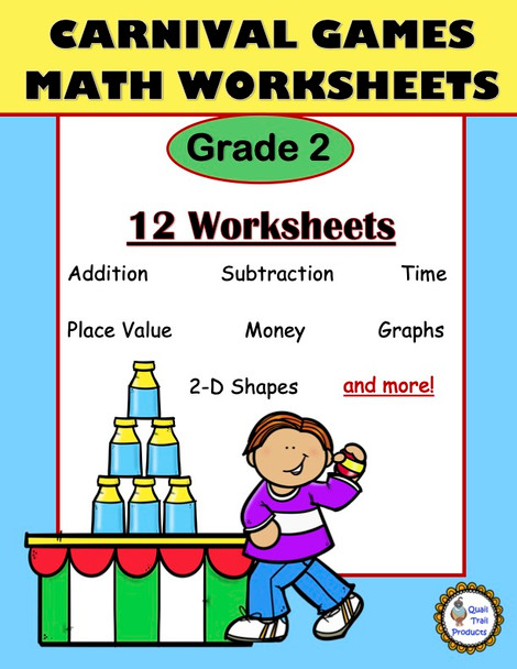 2nd Grade MATH Worksheets - Carnival Theme