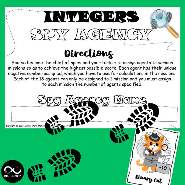 Integer Operations Spy Agency Math Challenge | Add Subtract Multiply Divide