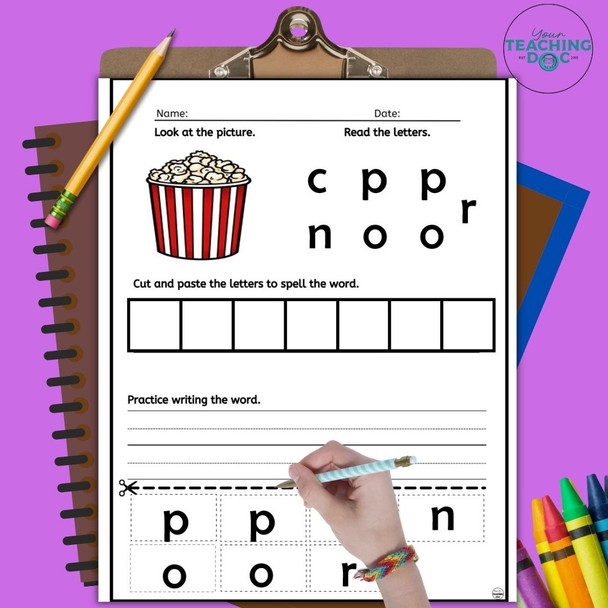 Fast Food Functional Sight Word Vocabulary Scramble Literacy Worksheets, Task Cards, and Word Wall Cards