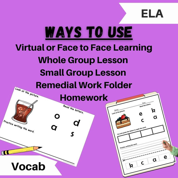 Fast Food Functional Sight Word Vocabulary Scramble Literacy Worksheets, Task Cards, and Word Wall Cards