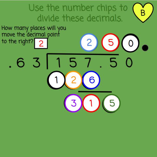 Football-themed Dividing Decimals with Number Chips