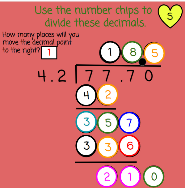 Christmas Dividing Decimals with Number Chips