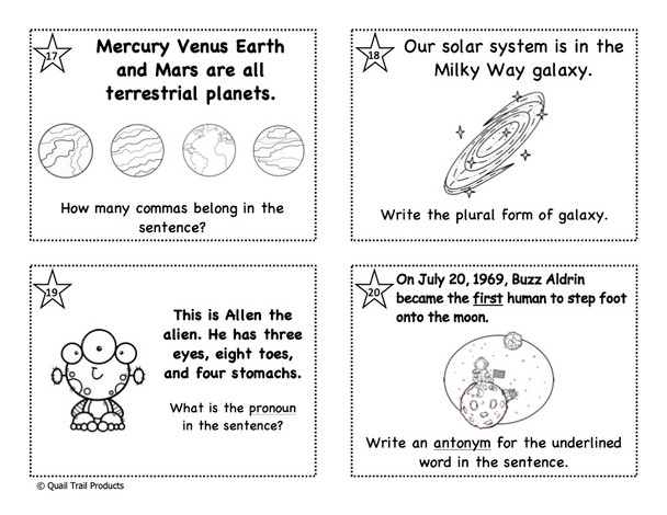 Solar System ELA Task Cards
