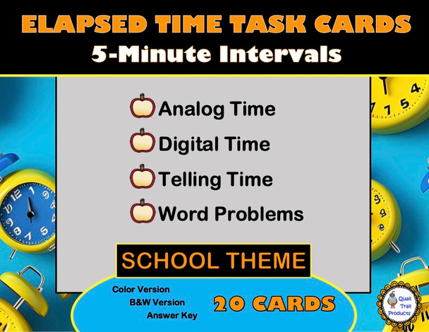 Elapsed Time Task Cards with 5-Minute Intervals