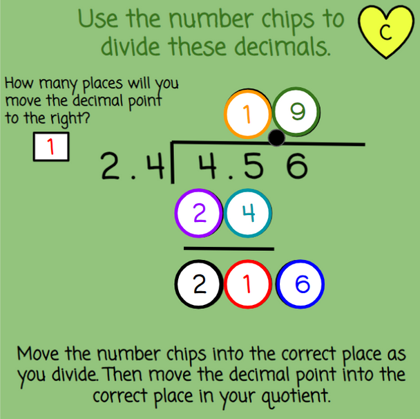 St. Patrick's Day Dividing Decimals with Number Chips