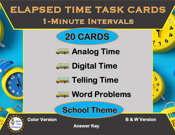 Elapsed Time Task Cards with 1-Minute Intervals