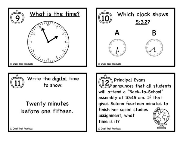 Elapsed Time Task Cards with 1-Minute Intervals