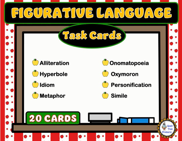 ELA Figurative Language Task Cards - School Theme