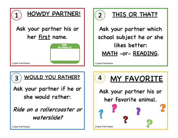 Getting to Know You Task Cards | All About Me