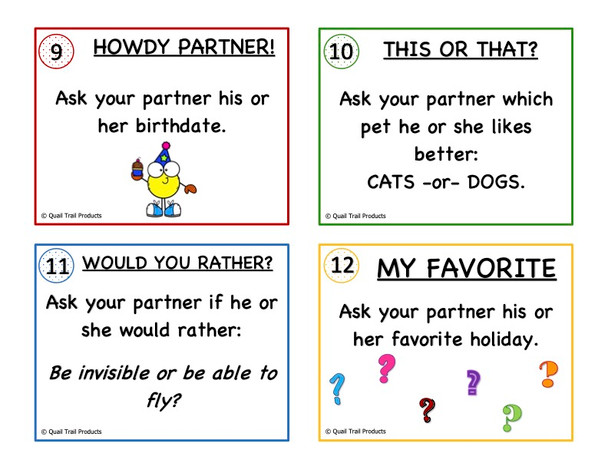 Getting to Know You Task Cards | All About Me