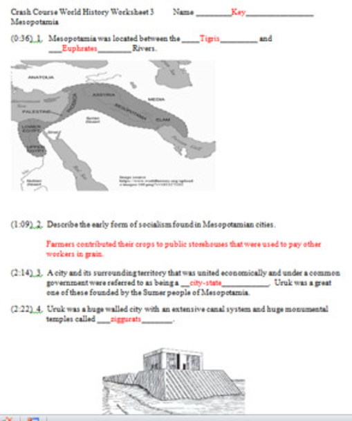 Crash Course World History Worksheet 3: Mesopotamia