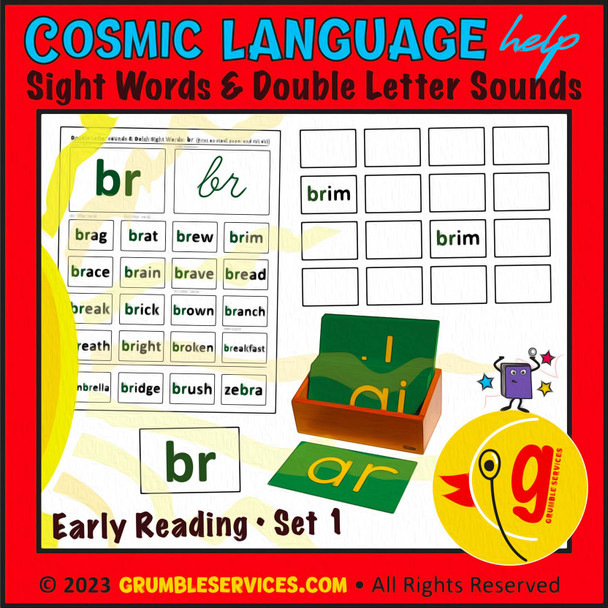 Dolch Sight Words & Double Letter Blends Early Reading Cards BUNDLE: SEMiPRO Montessori Language Activity Cards (25 printable pages + Directions)