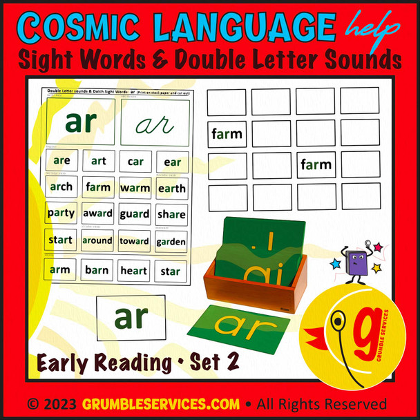 Dolch Sight Words & Double Letter Blends Early Reading Cards BUNDLE: SEMiPRO Montessori Language Activity Cards (25 printable pages + Directions)