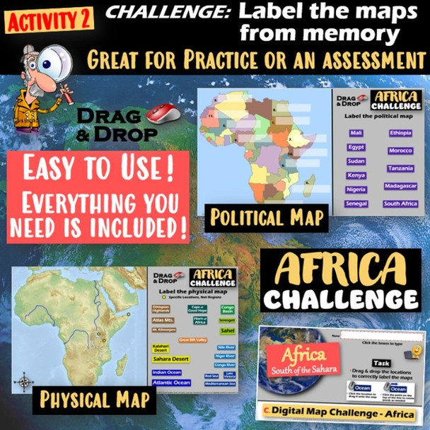 Geography of Africa Map Practice Activities | Print and Digital | Microsoft