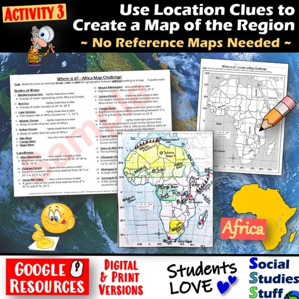 Geography of Africa Map Practice Activities | Print and Digital | Google