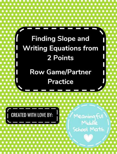 Partner Practice/Row Game Finding Slope and Linear Equations from 2 Points