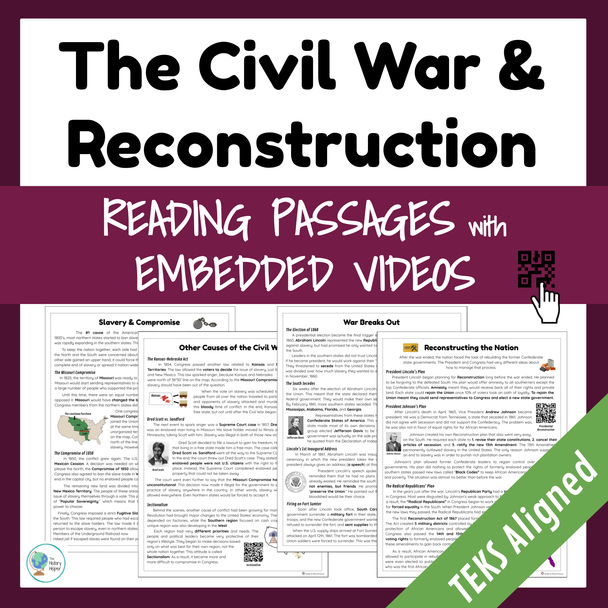 The Civil War & Reconstruction - Digital & Printable Reading Passages