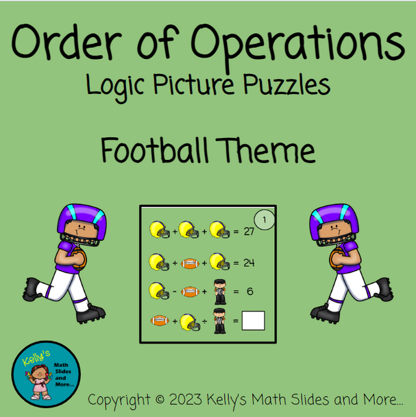 Order of Operations Logic Picture Puzzles Football Themed