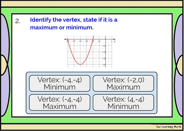 Quadratic Graphs and their Properties: DIGITAL BOOM CARDS 