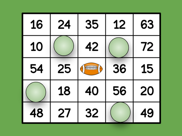 Multiplication Bingo - Football Version - Digital and Printable