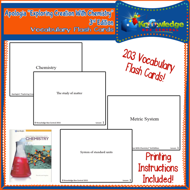 Apologia Exploring Creation With Chemistry Vocabulary Word Flash Cards (2nd Edition) - PRINTED EDITION