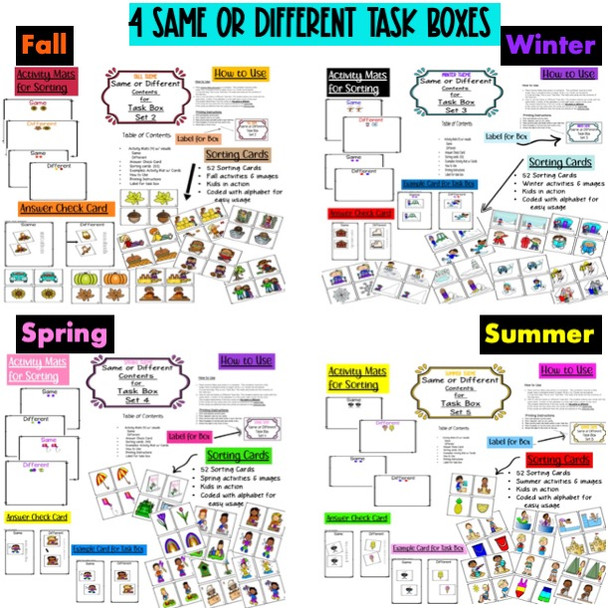 Seasonal Same or Different Task Boxes