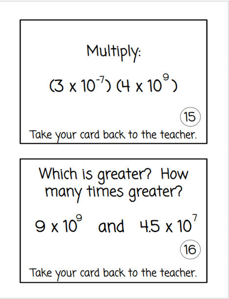 Scientific Notation Race to Review Game