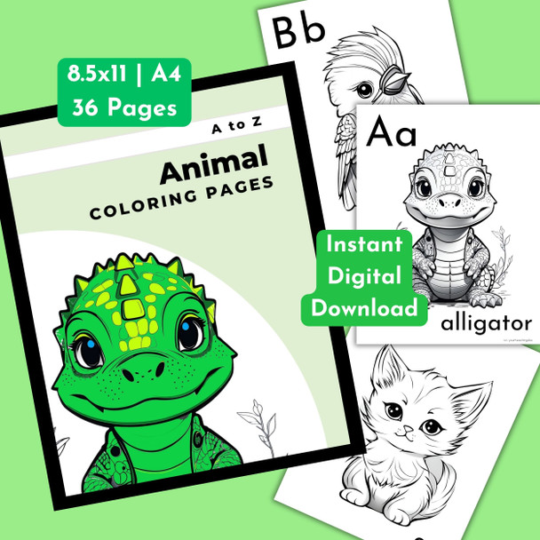 Animal Alphabet: A-Z Kids Coloring Book / Posters