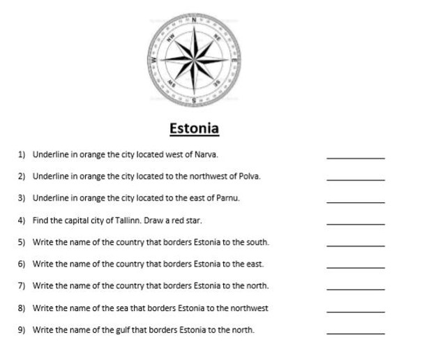 Baltic States Map Scavenger Hunt