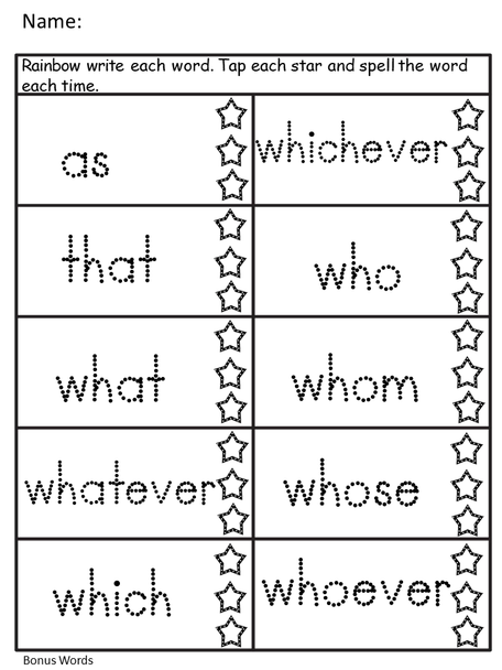 Sight Word Trace Fry's 300