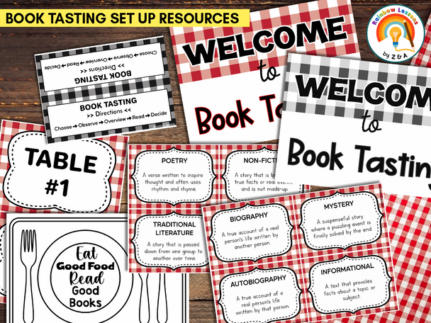 Book Tasting Menu | Book Tasting Kit | Book Tasting Recording Sheets