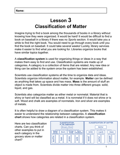 Physical Science Reading Comprehension Properties of Objects and Materials