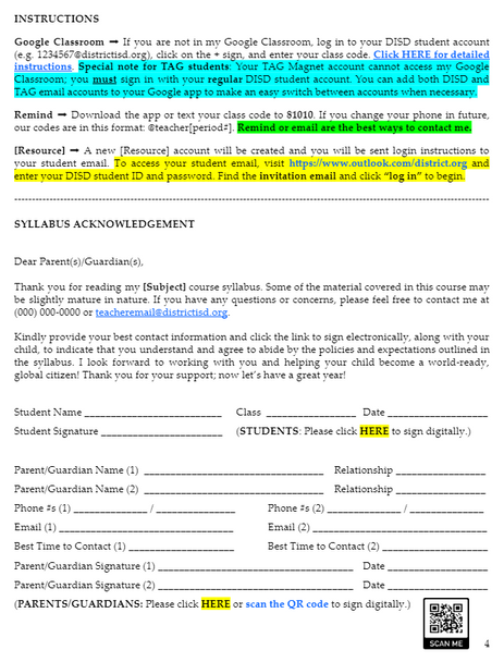 General Syllabus - Editable Templates