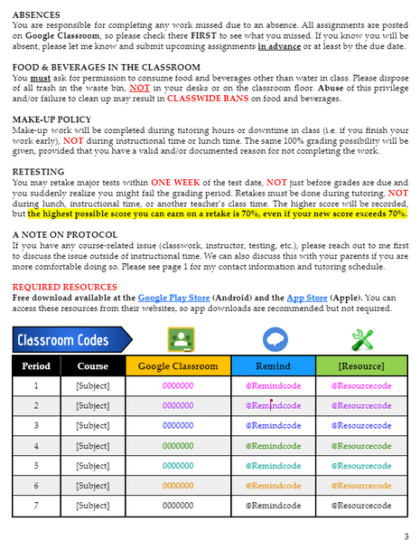 General Syllabus - Editable Templates