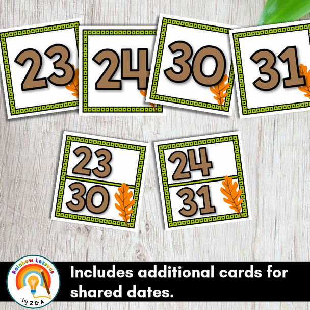 October Calendar Numbers | Fall Calendar Number Cards