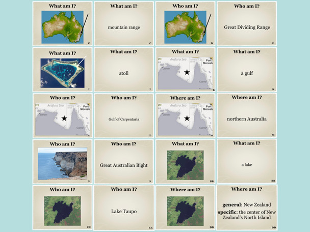 Australia New Zealand Oceania Geography Review Game