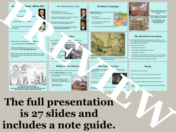 The War of 1812 PowerPoint and Note Guide