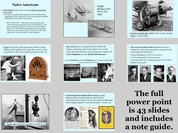 The Roaring 1920s PowerPoint and Note Guide