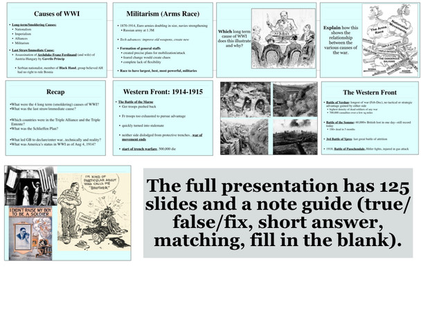 World War 1 PowerPoint and Note Guide for US History