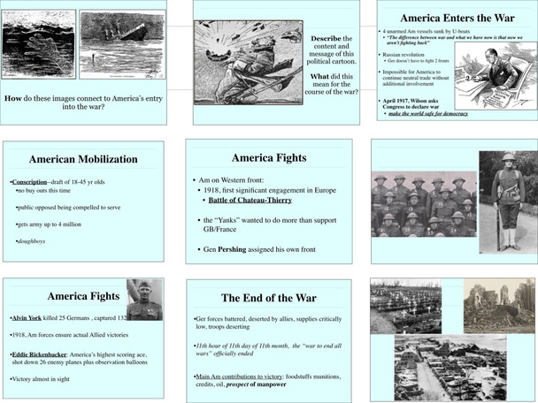World War 1 PowerPoint and Note Guide for US History