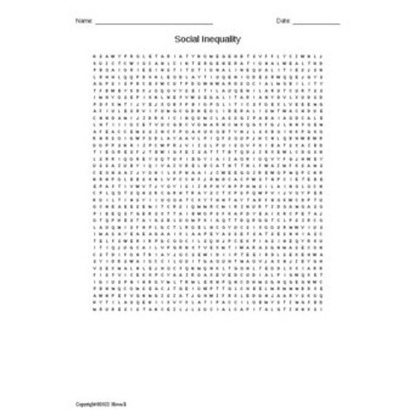 Social Inequality Vocabulary Word Search
